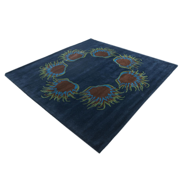 Tapis carré bleu marine Noell