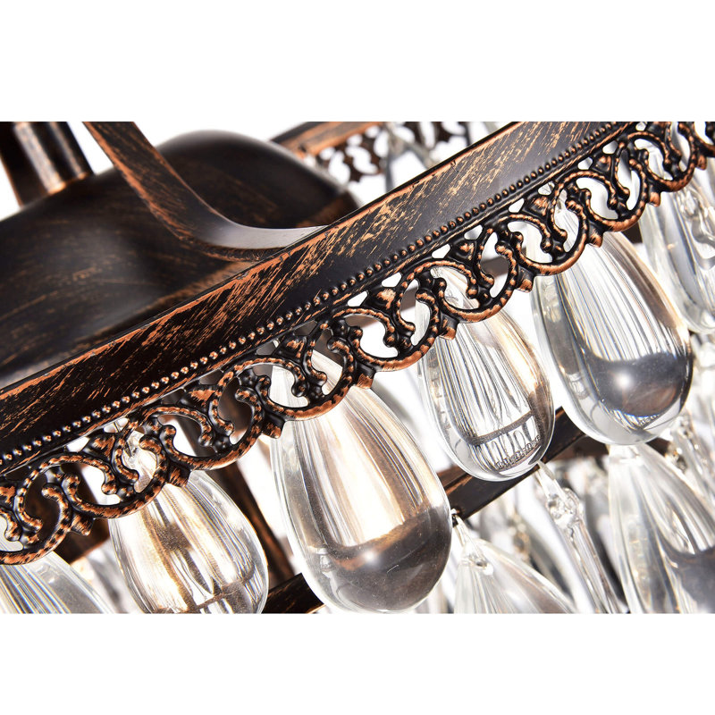Victoire Conical 4-Light 14" Antique Copper Unique Tiered Chandelier, Antique Brass