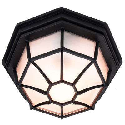 Gabriella Traditional Hexagonal Die-Cast Aluminium Flush Ceiling Porch Light Fitting