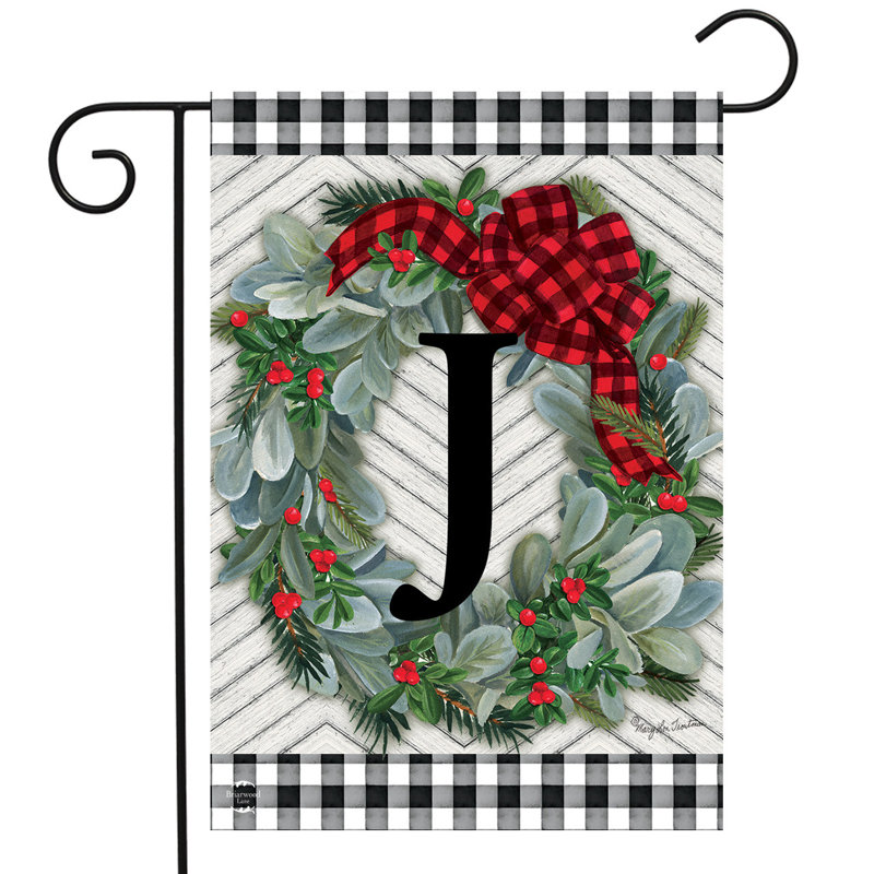 Hiver, couronne, monogramme, lettre J, drapeau du jardin