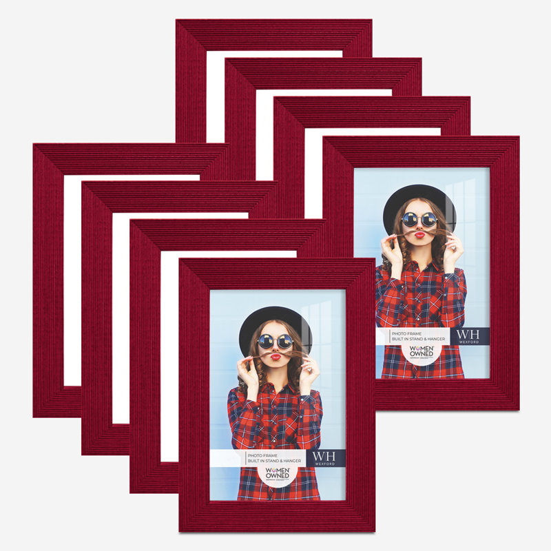 Ensemble 8 pièces de cadres muraux en bois 5 "x 7" rouges, 4 po x 6 po