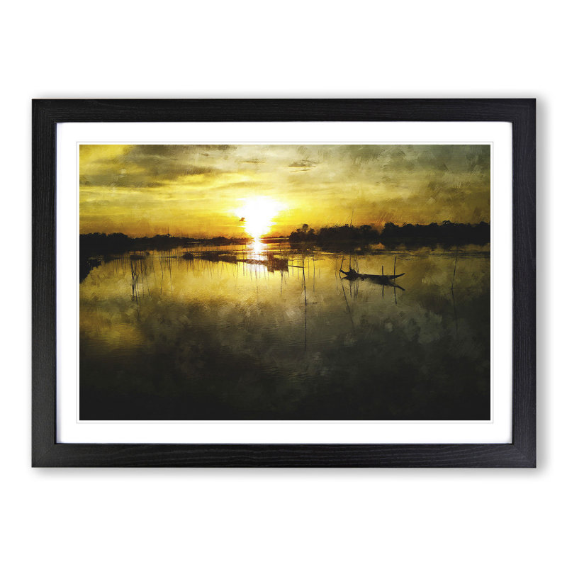 Fishing Boats in Bangladesh - Framed Print, 48cm H x 65cm W x 2cm D, Black Framed