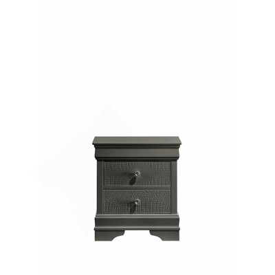 Table de chevet 2 tiroirs de style moderne en bois gris métallique