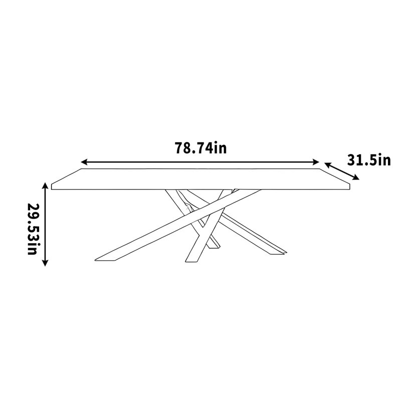 Solid wood desk long office table simple design, 29.53" H x 78.74" W x 31.5" D, Brown/White