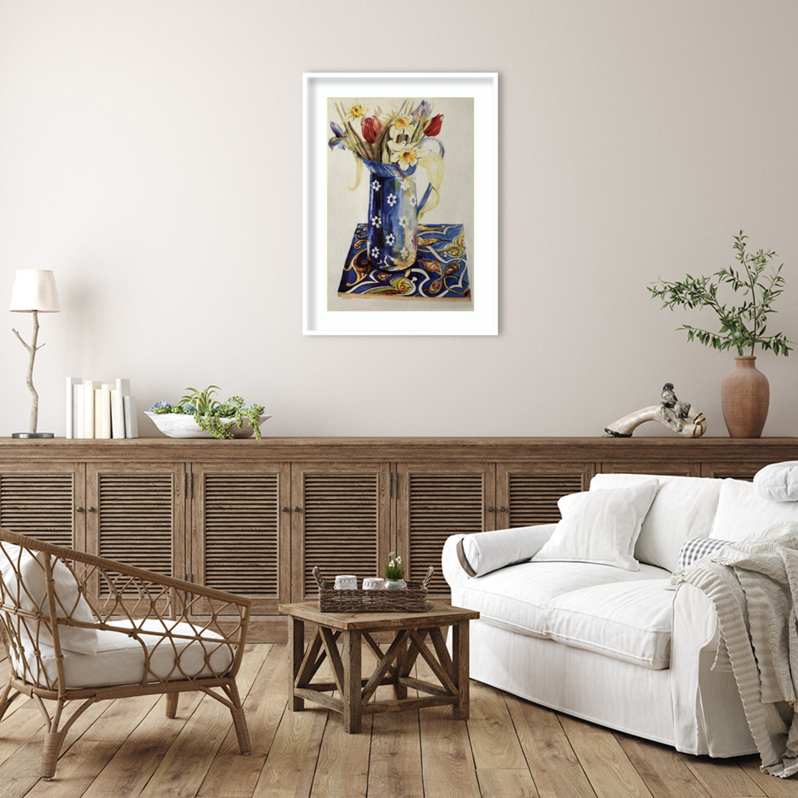 Tulips Print by Joan Thewsey, 41" H x 31" W, White