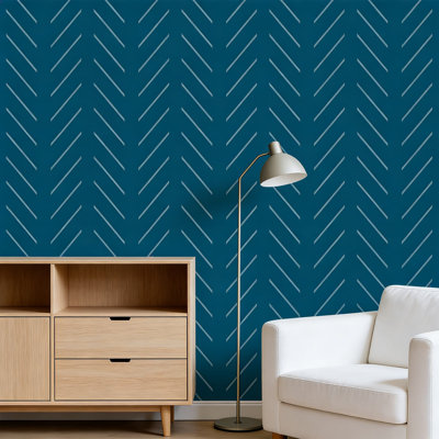 Modern Herringbone Peel And Stick Wallpaper - Removable Self-Adhesive Geometric Contact Paper For Walls, Furniture, And Home Decor