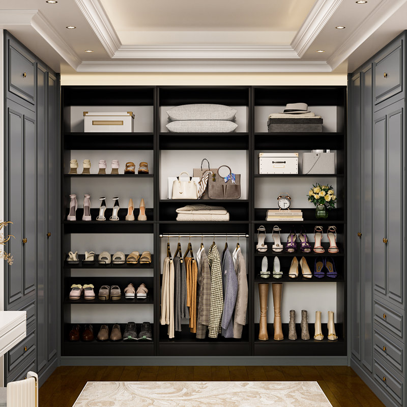 25" Closet System, Freestanding Shoe Storage Shelves, Black