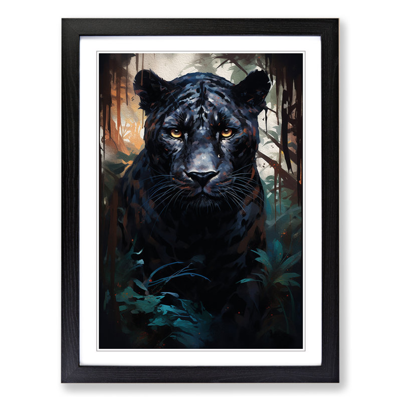 Panther Conceptual - Single Picture Frame Print on Wood, Black Framed, 34cm H x 25cm W x 2" D