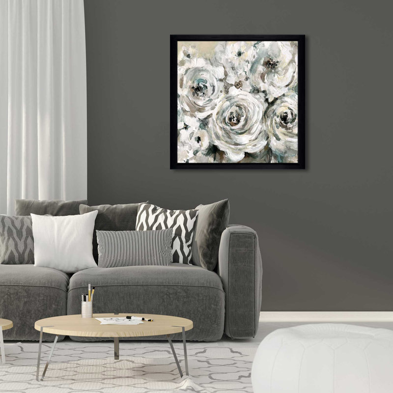 «Soft Fragrance II» par Carol Robinson - Peinture, L 37,5 po x H 37,5 po, Cadre noir