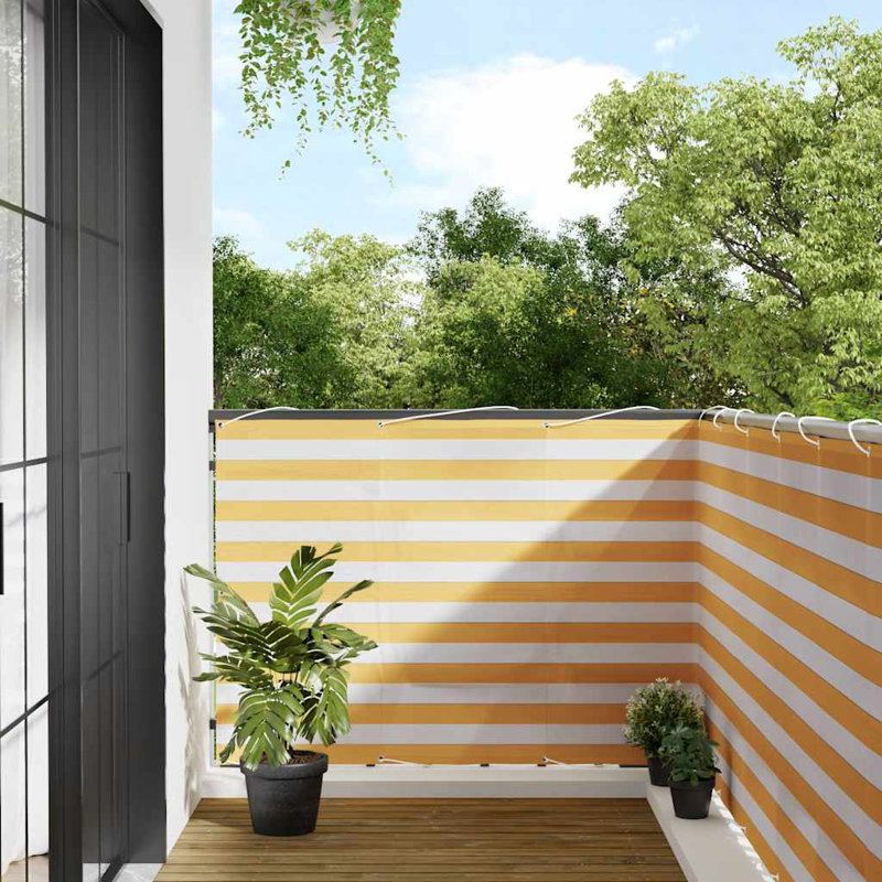 Balcony Screen Yellow And White Stripe, 120cm H x 700cm W