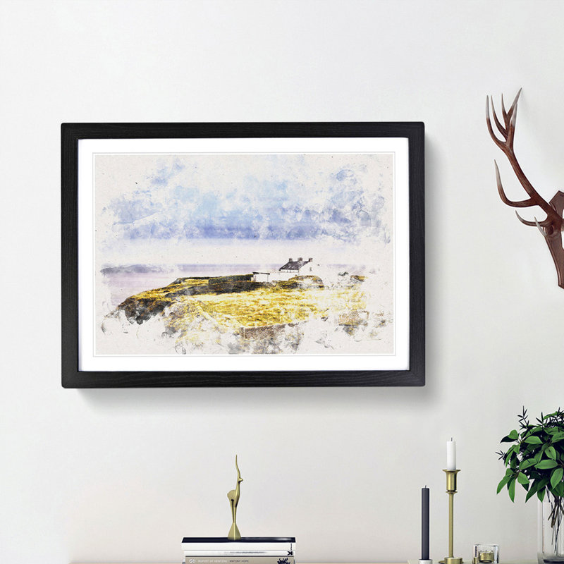 House upon the Coast of Dublin Ireland - Picture Frame Painting Print, Black Framed, 62cm H x 87cm W x 2cm D