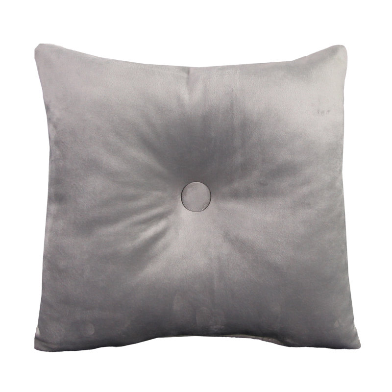 16" x 16" Tufted Indoor Throw Pillow with Button, Light Gray, 16H x 16"W