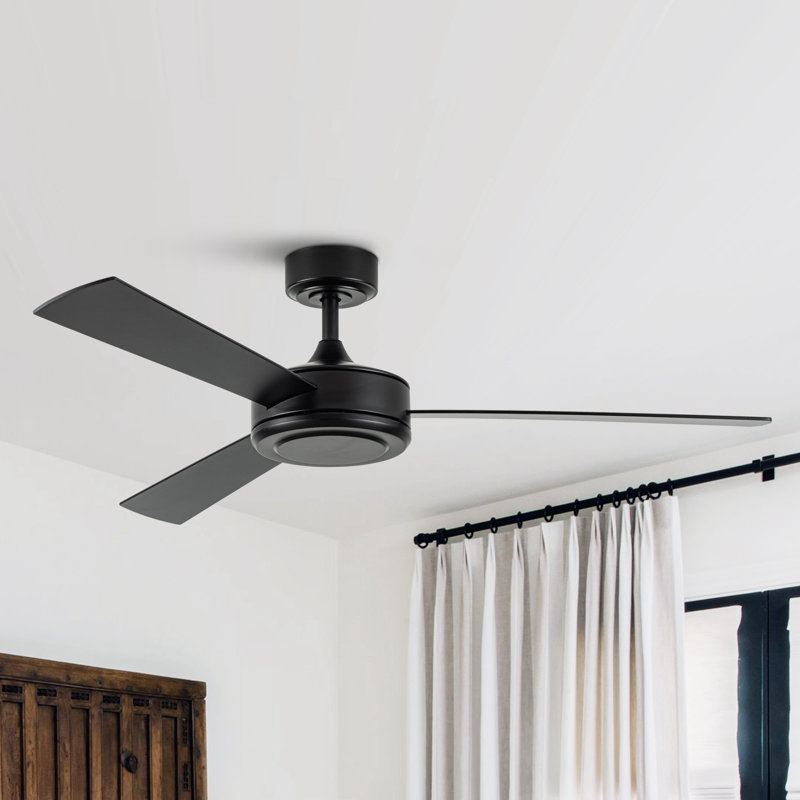 Vaczon 52" 3 - Blade Modern Industrial Black Ceiling Fan with Remote Control