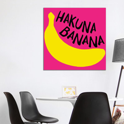 Banana Yellow Pink Fruit Coloring Illustration by Art Mirano - Wrapped Canvas Print