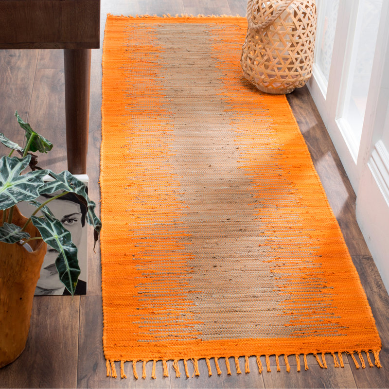 Annia Hand Woven Cotton Abstract Rug, Runner 2'3" x 7'