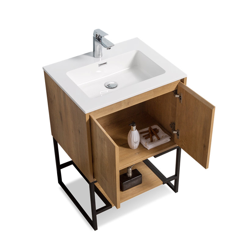 Kenasha 24 " W Freestanding Standard 1 Single Vanity Bathroom Vanity With Engineered Stone Top