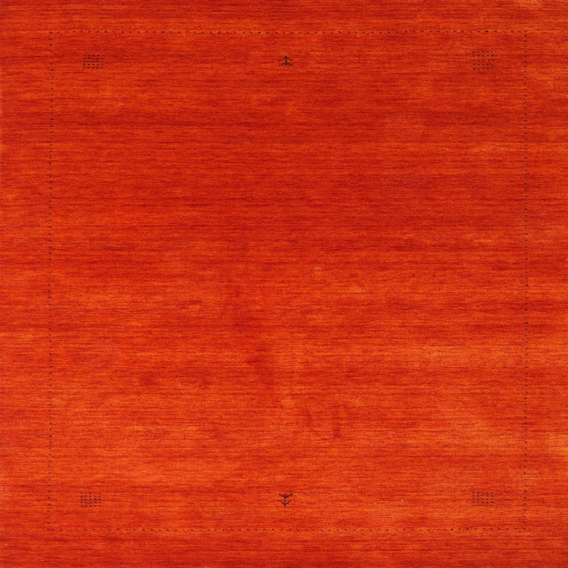 Tapis contemporain orange, Carré 3 pis