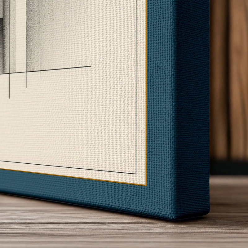 Modernist Structure Study Industrial - Wrapped Canvas, 24x16 - 61.0 x 40.6 cm, Teal Border