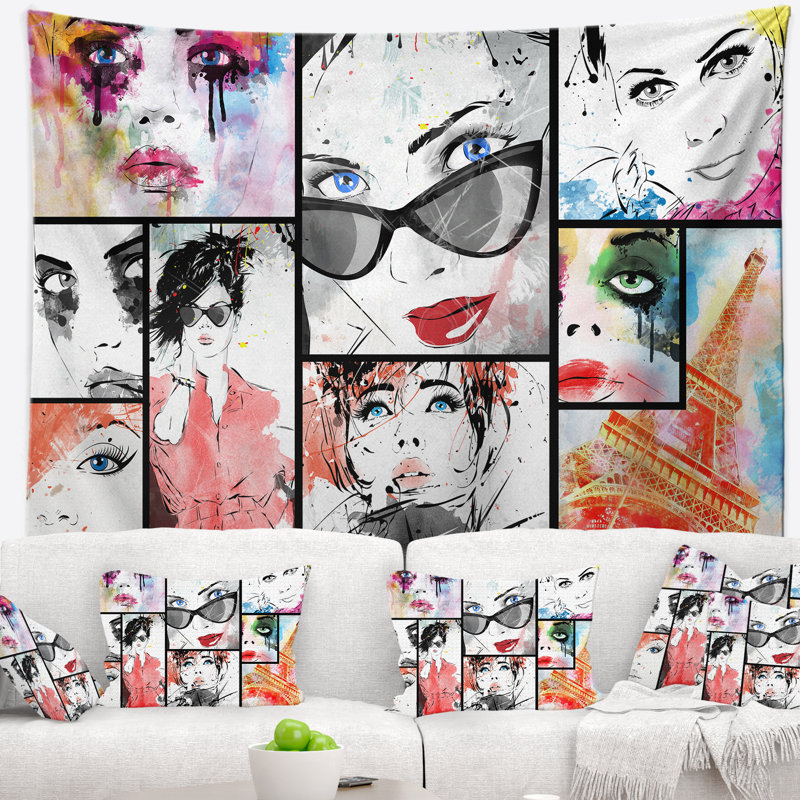 Abstract Polyester Tapestry, 32" H x 39" W