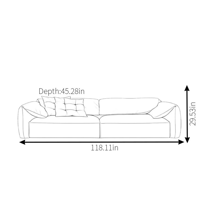 Elephant Ears Pink Sofa, 29.53" H x 118.11" W  x 45.28" D, 4