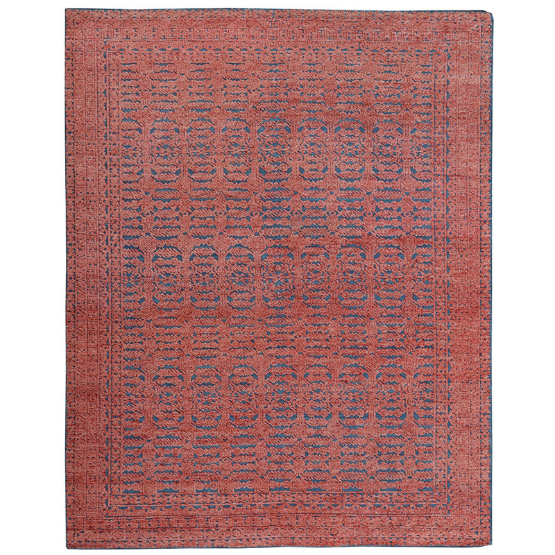 Wool Geometric Area Rug in Charcoal, Rectangle 8' x 10'