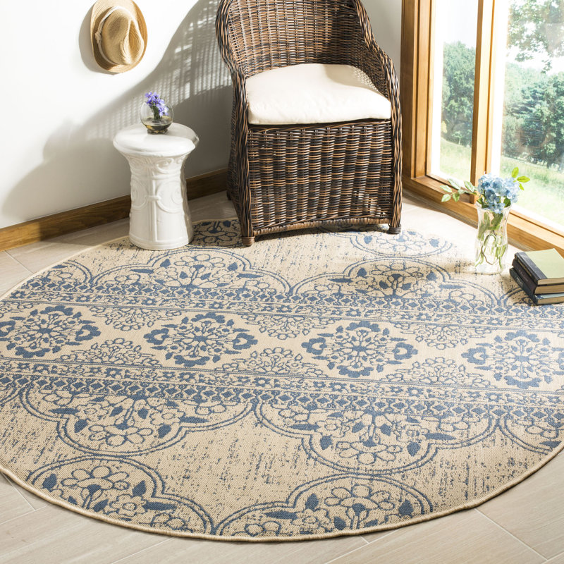 Tapis oriental intérieur / extérieur Burnell 100 Performance, Rond 6 pi 7 po