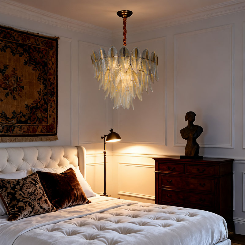 Lustre moderne en cristal doré avec 9 lustres élégants à 4 niveaux Decora pour le salon, la salle à manger et la chambre à coucher