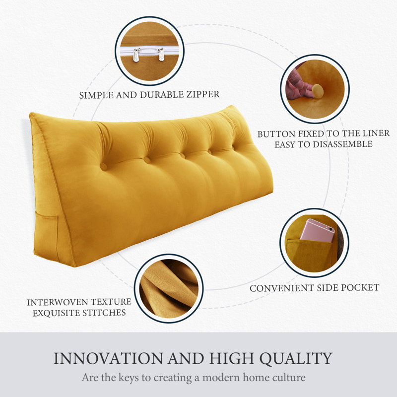 Triangular Backrest Cushion, 50cm H x 200cm W, Yellow
