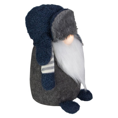 Figurine de Noël gnome debout à DEL - bleu et gris