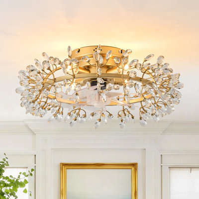 Ventilateur de plafond en cristal 22,8 "avec luminaire et télécommande