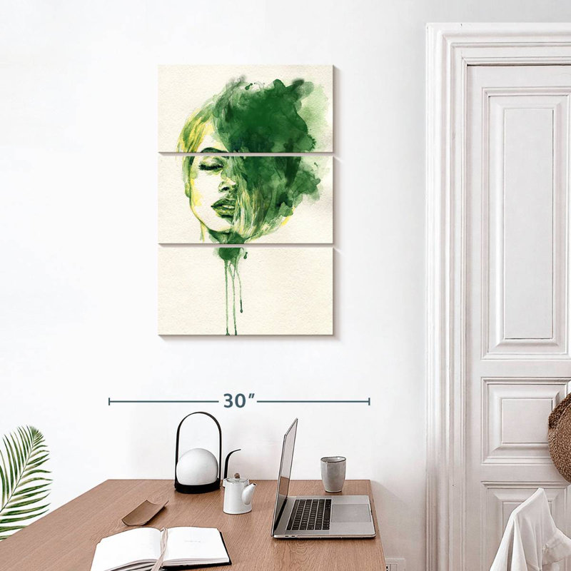 Leisha, portrait à l'aquarelle abstraite, H 32 po x l 20 po