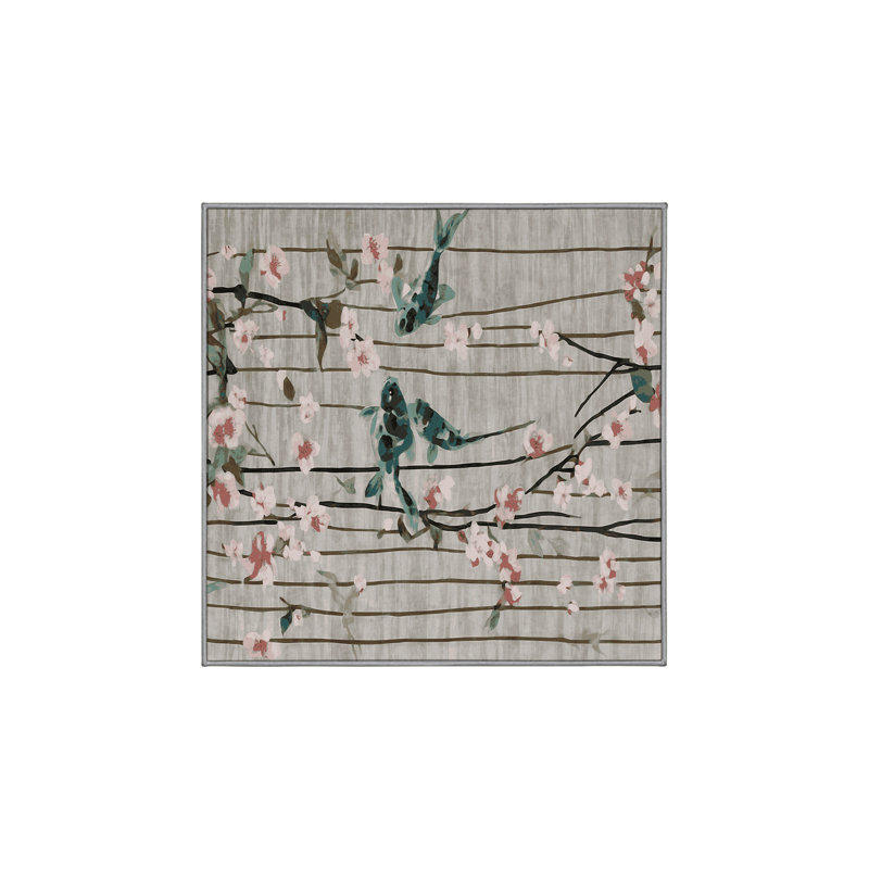 Machine Washable Gray Area Rug, Square 8'