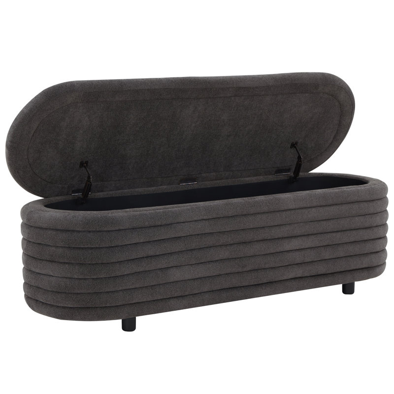 Banc de rangement rembourré Delray, Boucle gris anthracite