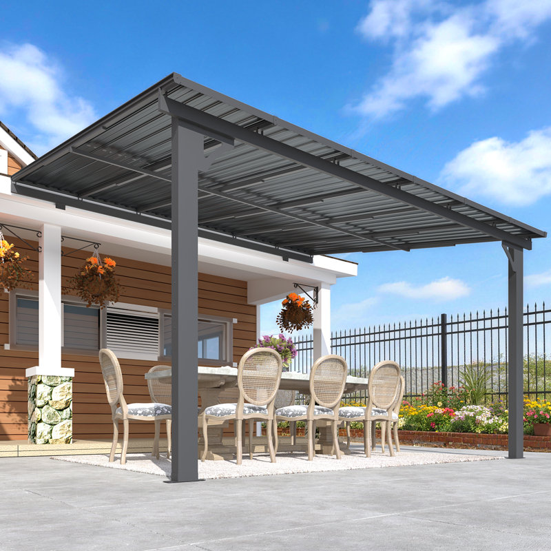Pergola d'extérieur à hauteur réglable pour patio, H 118 po x l 144 po x P 118 po