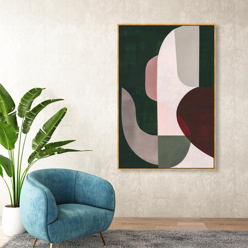 Oliver Gal Rich Botanicals I Abstract - Heavy Gel Top Coat Framed Canvas Art, 55" H x 37" W, Gold