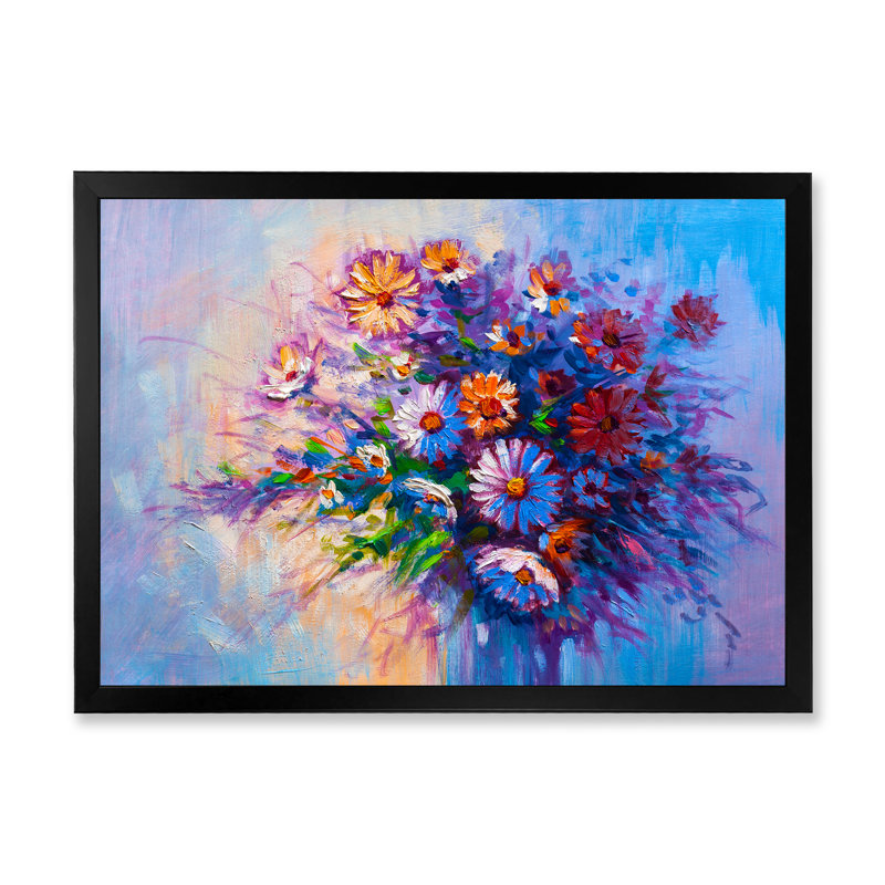 Bouquet moderne de marguerites III, Cadre noir, H 8 po x l 12 po x P 1 po