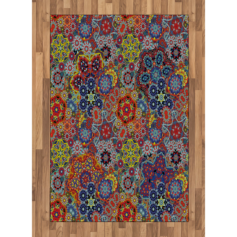Paisley High Density Long Fiber Poly Threads Decorative Area Rug Carpet, Rectangle 4' x 5'8"