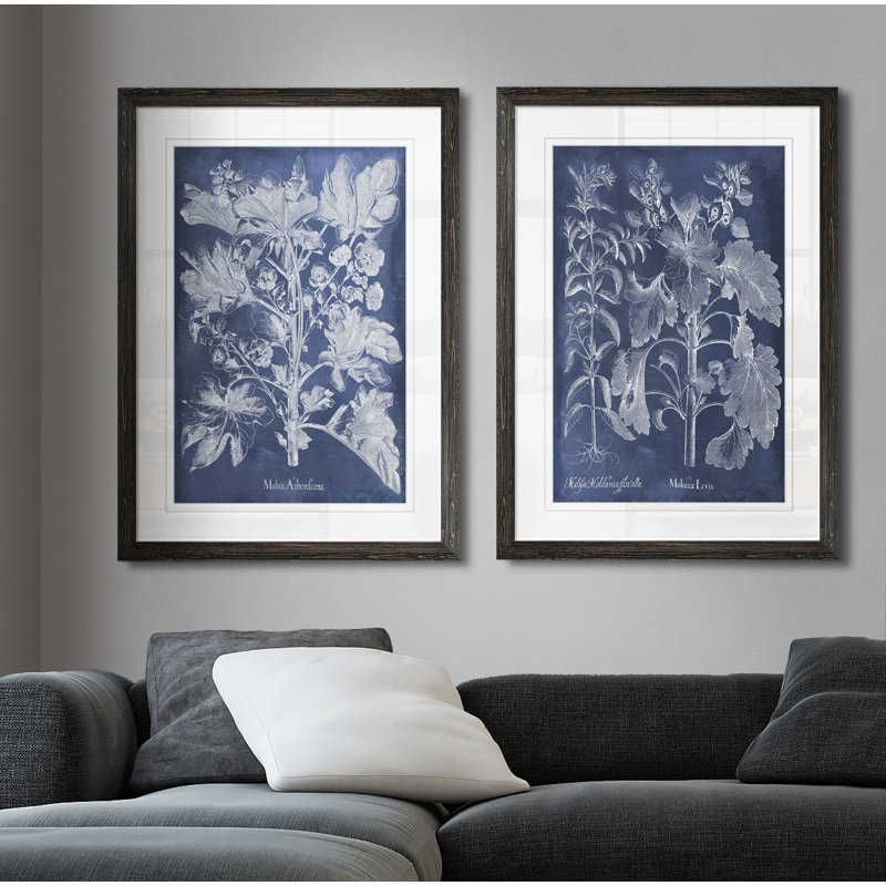 Ensemble de 2 reproductions d’art encadrées dans un cadre Indigo I, Blanc, H 24 po x l 18 po x P 1,25 po, Cadre ébène