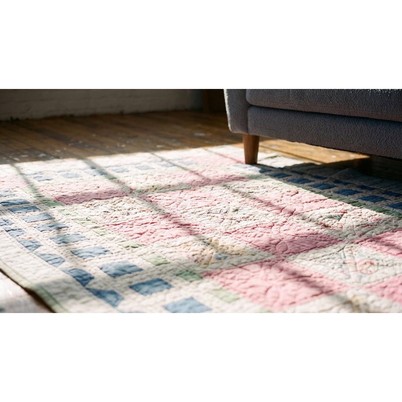 Antique Quilt Small Scatter Size Wool Ivory Rug