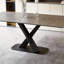 Grey Sintered Stone Dining Table with Black Carbon Steel Cross Legs, Modern Minimalist Design Fast Dispatch From UK Warehouse – Dispatched Within 2 Days-2103281066
