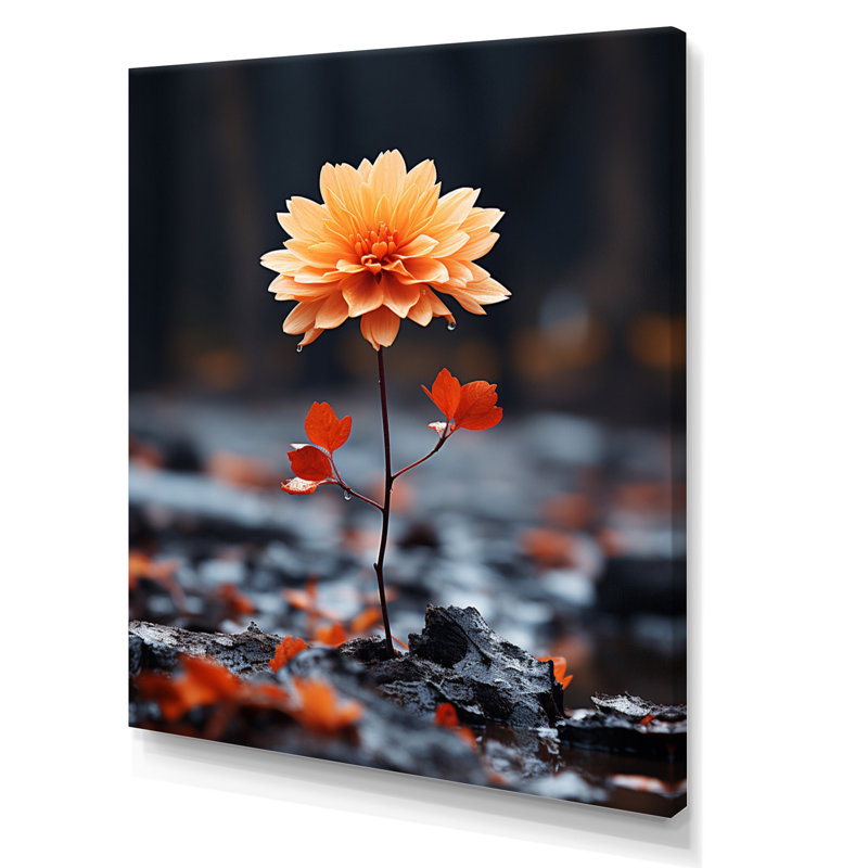 Tapisserie d'automne pêche II - art mural floral, salon, H 20 po x l 12 po x P 1 po, Toile tendue