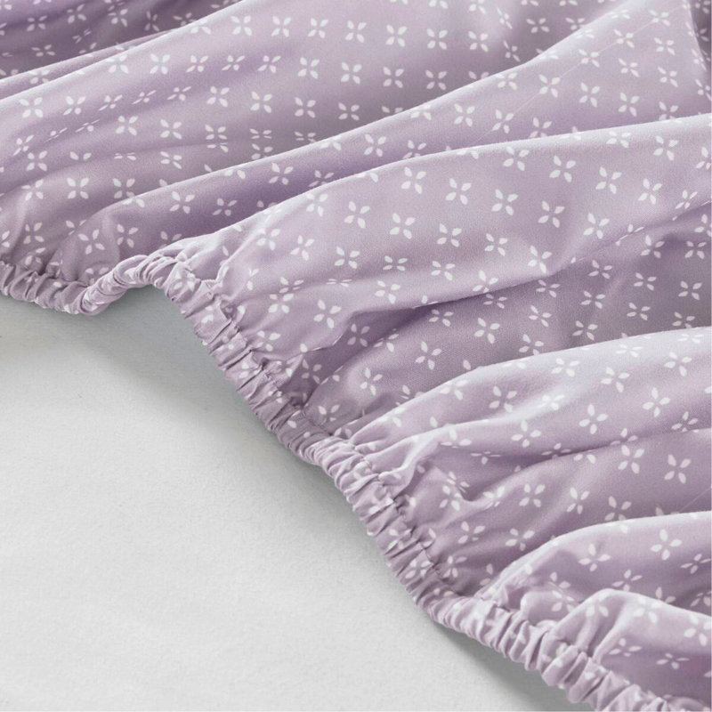 Ensemble d'édredon floral avec draps, Taupe / lilas, Édredon de très grande taille et 6 pièces suppl