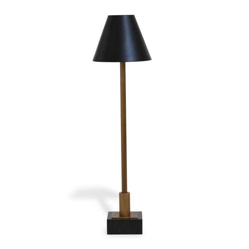 Antiqued Brass and Black Granite Buffet Lamp Set