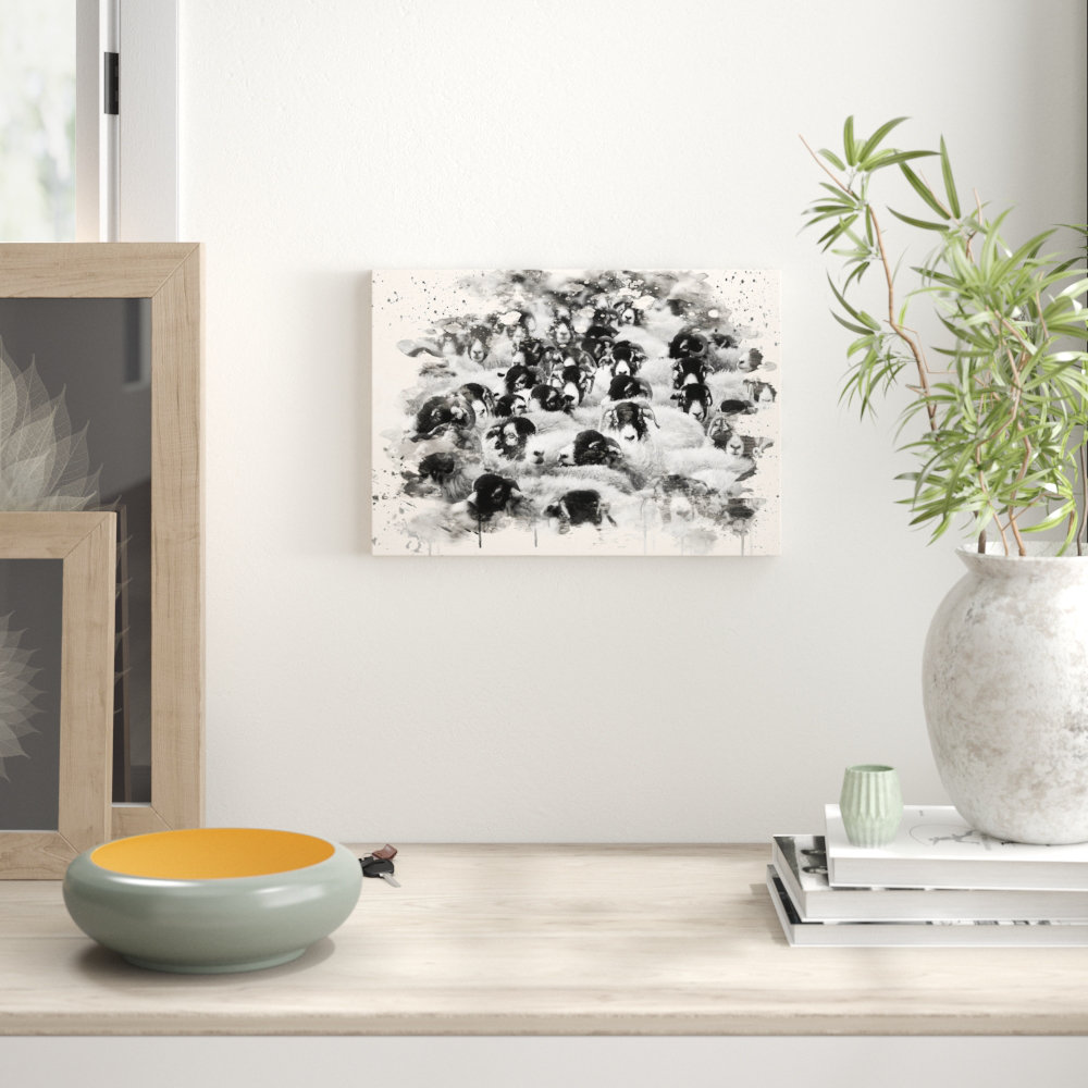 Flock of Sheep Painting on Canvas - Wrapped Canvas
