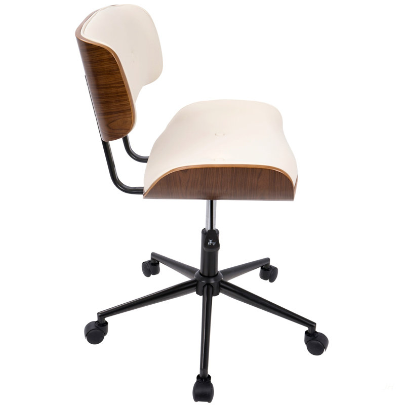 Chaise de bureau réglable Mid-Century moderne avec pivot, Crème