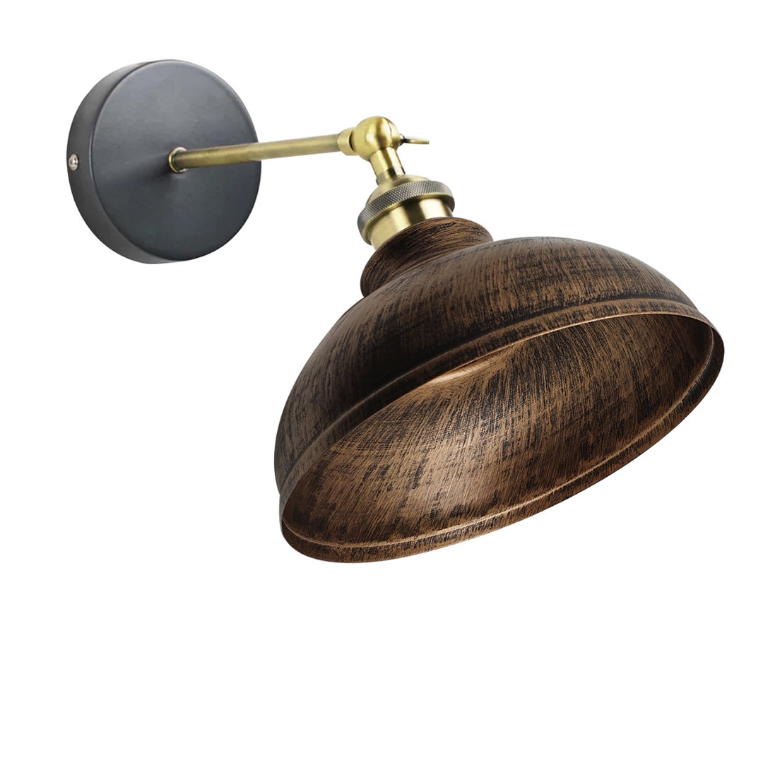 Gladys 1 - Angle Adjustable Wall Sconce —Dome Metal Shade, Vintage Industrial Style-E27 Holder