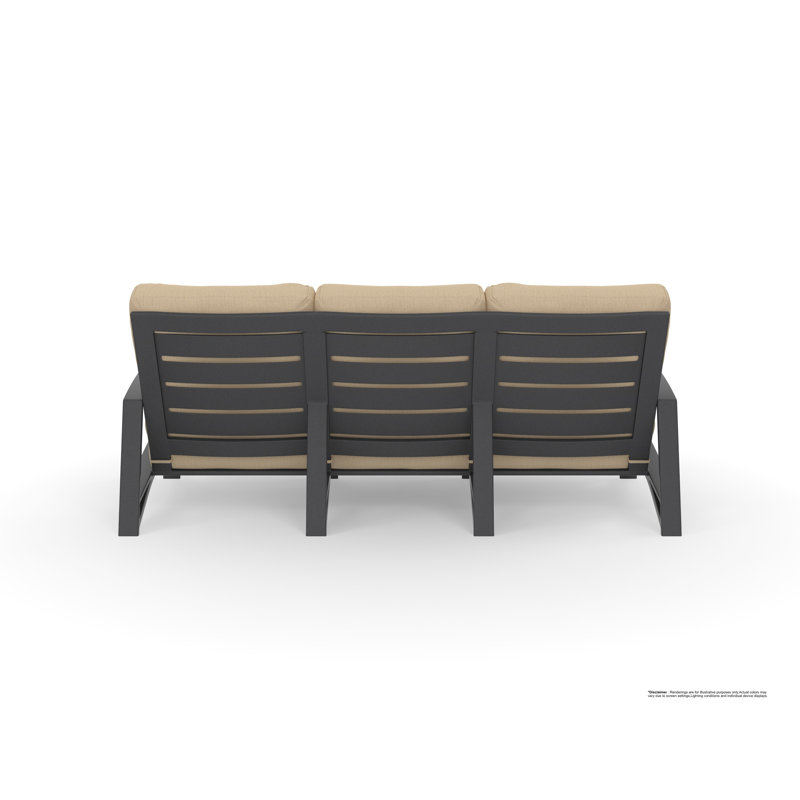 Arc Outdoor 3 - Seat Patio Sofa, Sahara Cafe, Carbon Black