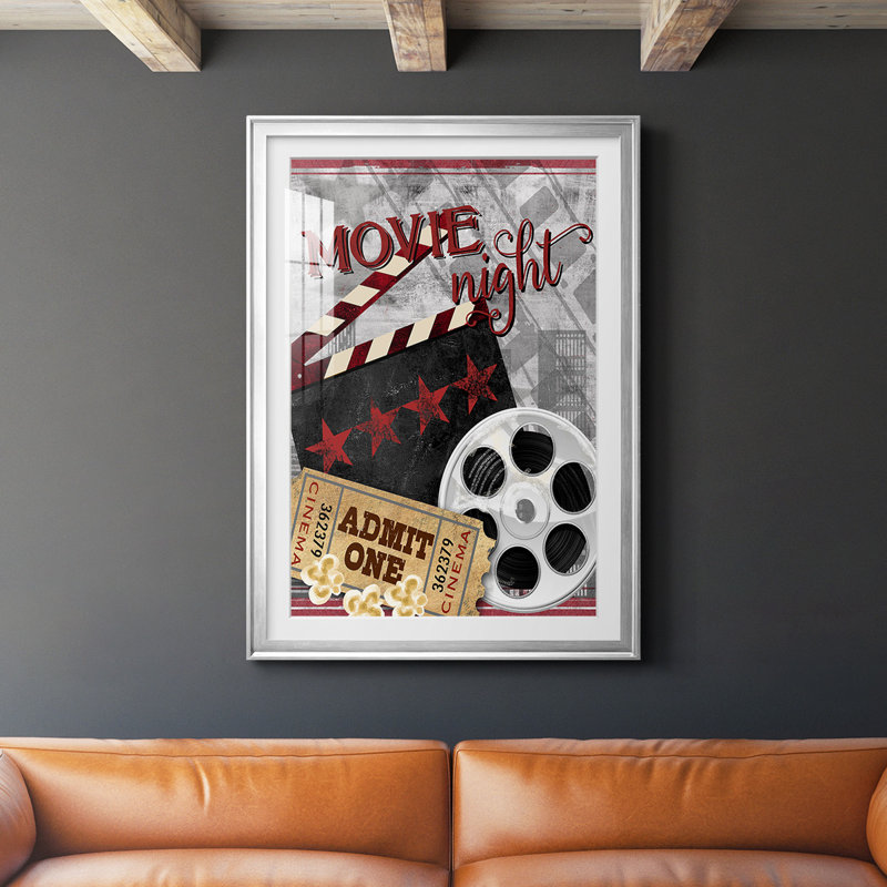 «Movie Night II», reproduction encadrée de qualité supérieure, prête à être accrochée, H 42,5 po x l 30,5 po, Argent