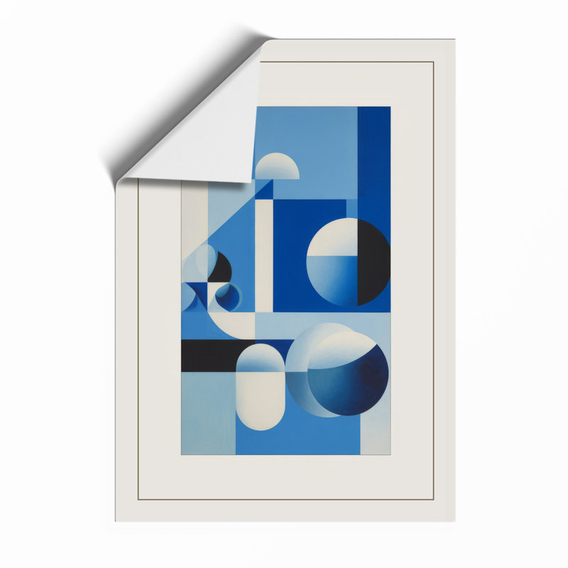Blue Forms In Balance Geometric - Print, Unframed, A3 - 42.0 x 29.7 cm