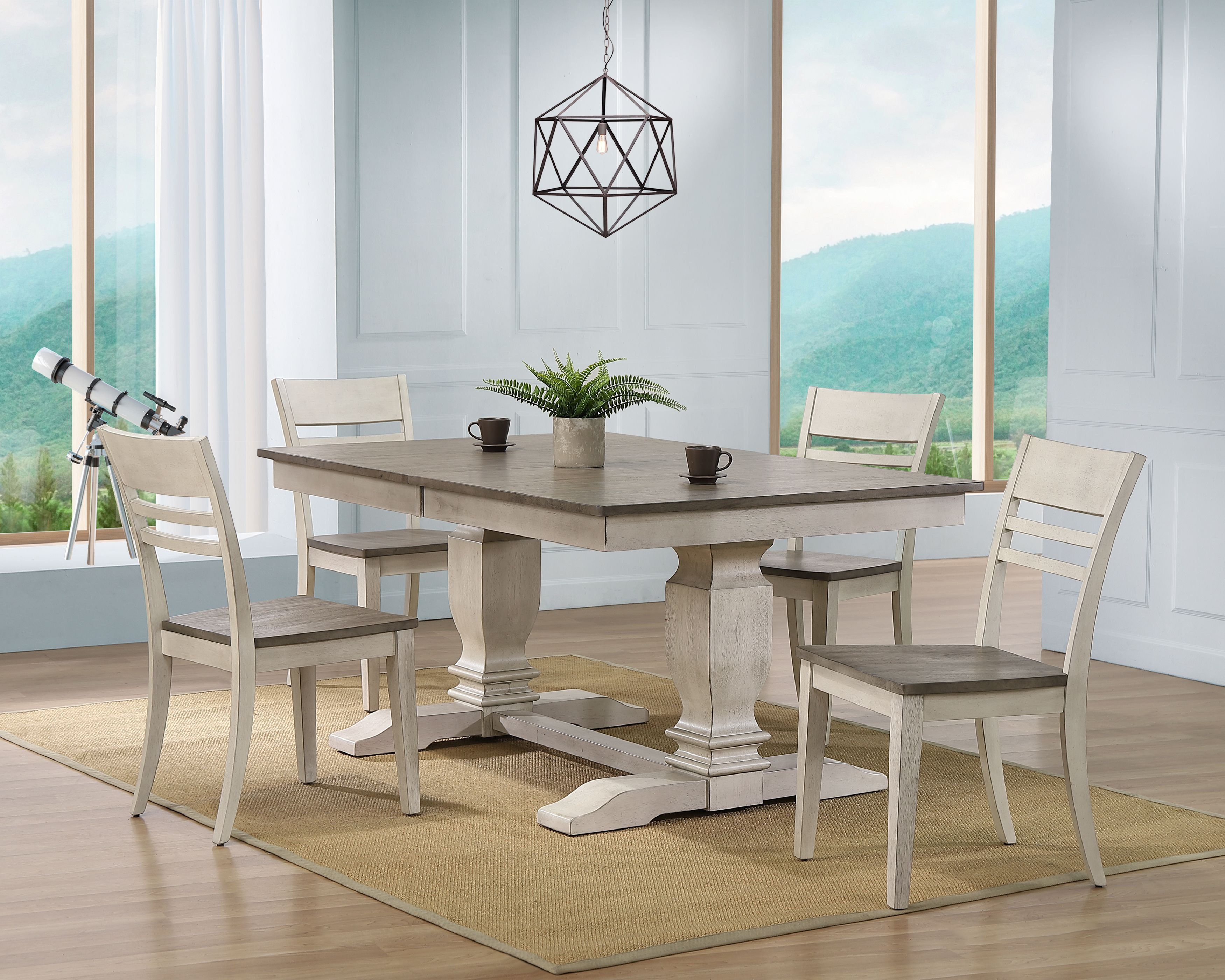Rosalind Wheeler Conesha 5 - Piece Extendable Double Pedestal Solid ...
